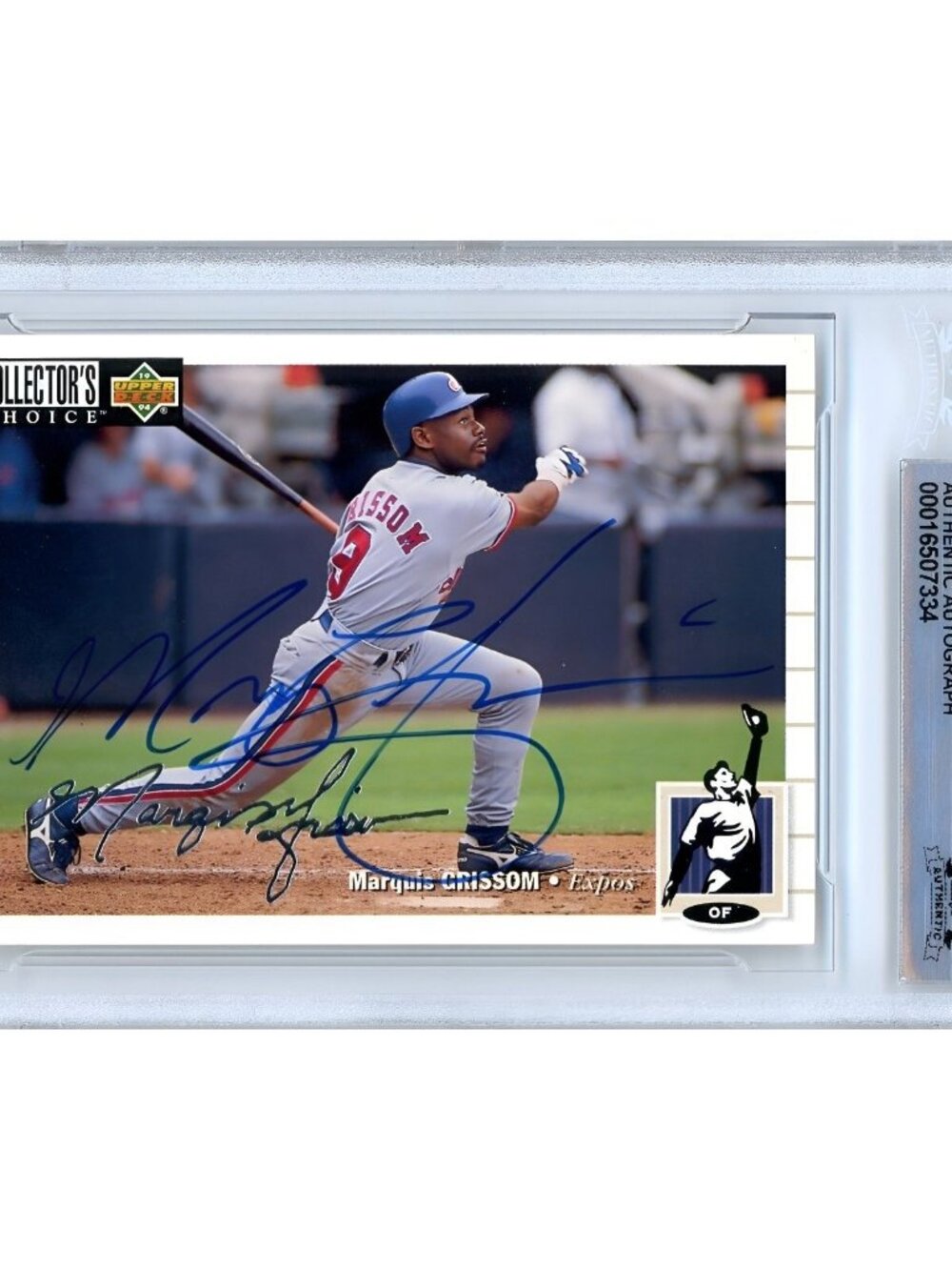 Marquis Grissom Signed 1994 Collectors Choice #60 Silver Signature BAS Slab Auto